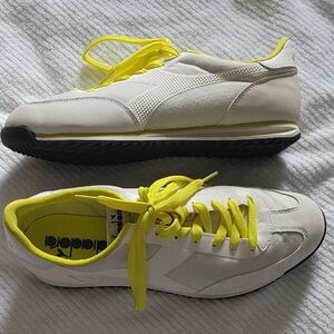 Diadora White and Yellow Athletic Shoes